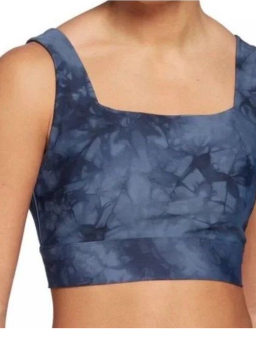 CalSquare Neck Blue Tie-Dye Crop Top